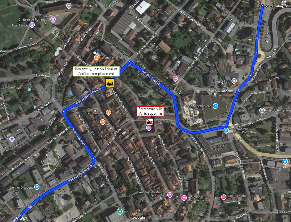 Plan de la ville de Porrentruy